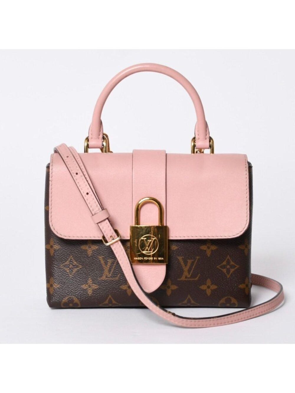 Louis Vuitton Locky BB Handbag Monogram Rose Poodle Pink Brown